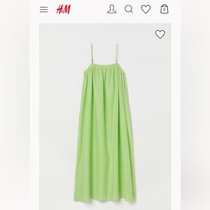 H&M voluminous neon green linen-blend A-line dress.
